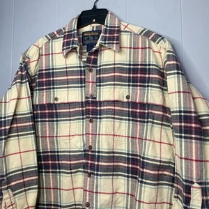 Vtg Woolrich Mens Flannel Shirt Heavy Thick Large Yellow Plaid 25x29  - Picture 1 of 8