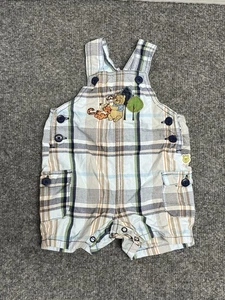 Disney Winnie the Pooh Overalls 0-3 Months Plaid - Picture 1 of 3