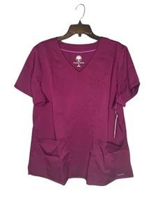 Healing Hands Purple Label Jordan Triple Needle Mock-Wrap Scrub Top 2X Vino - Foto 1 di 9