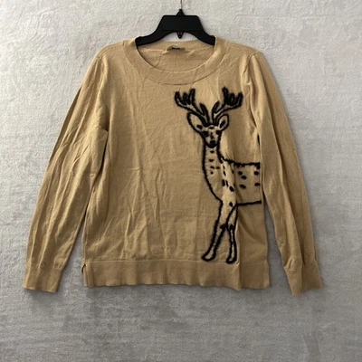 Suéter Top Mujer Loft Marrón Geométrico Grande Algodón Manga Larga Cuello Redondo Foto 1 de 4