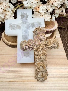 Roses cross handmade silicone mold for crafts - Picture 1 of 7