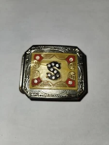 DE COLECCIÓN PLACA PLATA HEBILLA CINTURÓN ART DECO MONOGRAMA S - Imagen 1 de 6