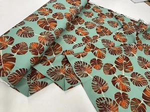 Tropical Leaf Cotton Jersey Fabric 4 Way Stretch Knit Dressmaking Material - Picture 1 of 7