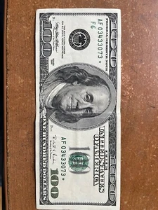 1996 $100 AF 03433073* STAR D206 FEDERAL RESERVE NOTE ONE HUNDRED DOLLARS - Picture 1 of 3