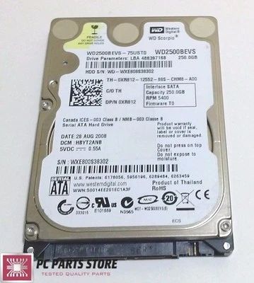 Western Digital 250GB 2.5 WD2500BEVS-75UST0 2061-701499-600 AG FOR PARTS/REPAIR - Image 1 of 4