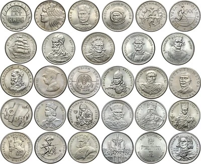 Polonia LOTE 29 Monedas 20 50 100 500 10000 Zlotys 1974-1992 Conjunto Reyes Conmemorativos Foto 1 de 2