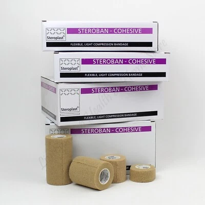 STEROBAN BY STEROPLAST Cohesive Elastic Bandage TAN. Sport, Equestrian, Tattoo & Veterinary Latex Free