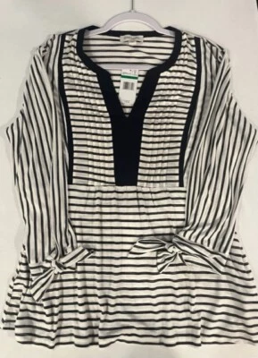 NWT Vintage America Navy Blue/White Stripe Pullover Top Size Large - Image 1 of 4