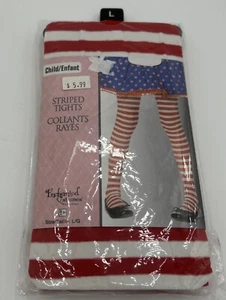 ENCHANTED COSTUMES CHILD RED WHITE STRIPED TIGHTS SZ LARGE Halloween Accessory. - Picture 1 of 4