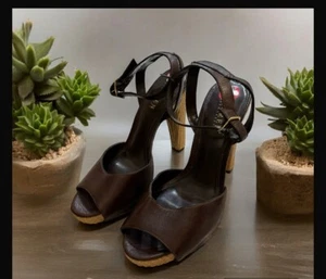 Ralph Lauren, Tacones de Cuero Marrón con Tirantes, Para Mujer Talla 10m. - Imagen 1 de 17