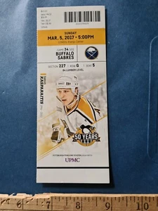 1 SABLES DE BÚFALO en PITTSBURGH PENGUINS 3/5/2017 STH TICKET STUB boleto completo - Imagen 1 de 6