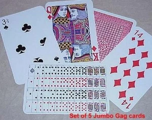 Jumbo Gag Playing Cards --set of five-- 14 of D, 52 on 1, King/Queen, etc   TMGS - Bild 1 von 1