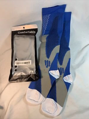 Women 1pair Long Compression Socks, Outdoor Running Cycling Size S/M Blue - Image 1 of 3