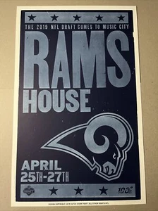 Póster oficial del draft de la NFL Nashville 2017 con impresión de Hatch Show de Los Angeles Rams - Imagen 1 de 2