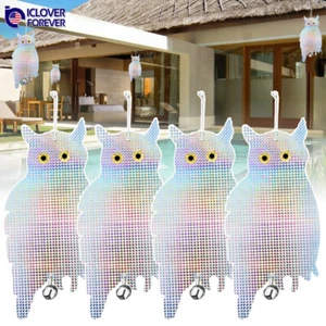 4Pc Bird Scare Deterrent Owl Decoy Repellent Device Reflective Hanging Pigeon - Picture 1 of 8