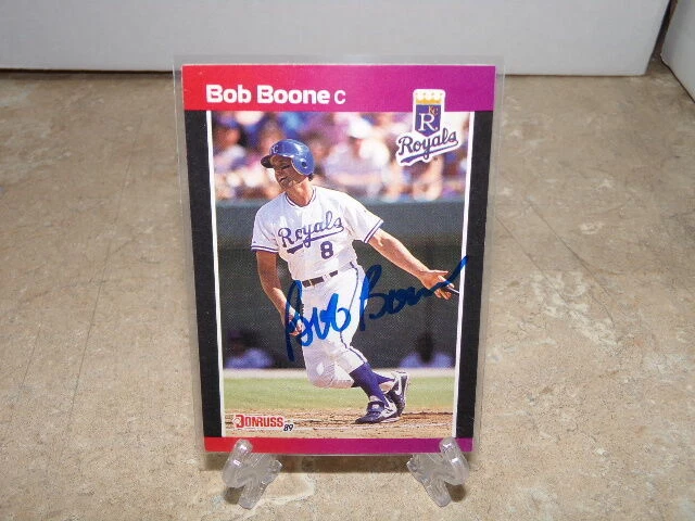BOB BOONE SIGNED 1989 DONRUSS TRADED CARD PHILLIES ROYALS ANGELS RARE! - Image 1 of 1