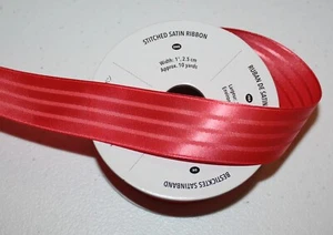 Stampin Up Retired WATERMELON WONDER Stitched Satin RIBBON 6.5 yards 1" RARE - Picture 1 of 2