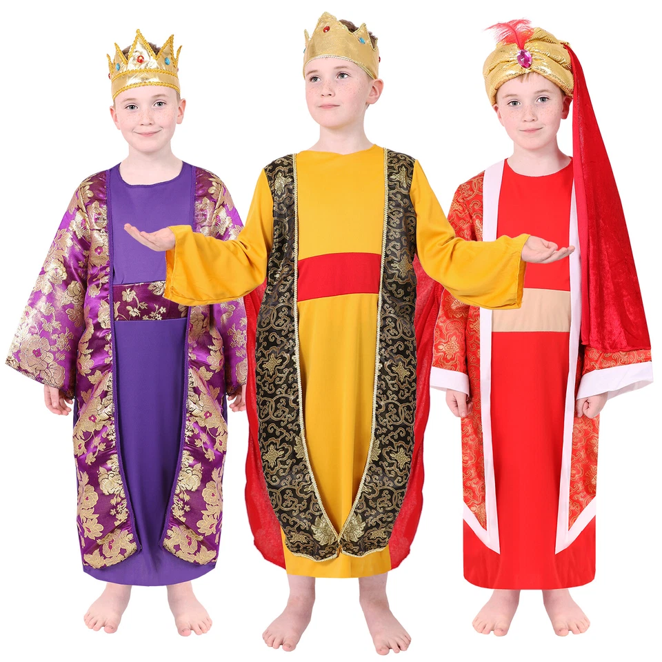 ILOVEFANCYDRESS KINDER WEISE MÄNNER KOSTÜM JUNGEN DREI KÖNIGE GEBURTENSPIEL SCHICKES KLEID MANN WEIHNACHTEN