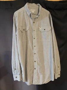 Carhartt Mens XLT Tall Fit Blue Pin Strip Long Sleeve Cotton Shirt Button UP - Picture 1 of 7