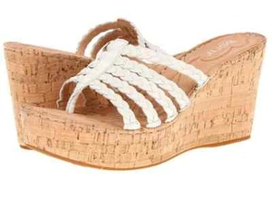 NIB $115 Born PALMDALE OFF WHITE Platform Wedge Sandal Heel Womens 42 Size 10 - Picture 1 of 3
