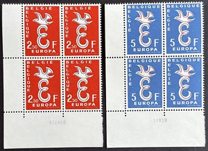 Belgium 1958 Set of 2 Plate Blocks MNH OG EUROPA Sc#527-528 - Picture 1 of 2