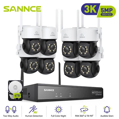 Sistema de cámara de seguridad PT inalámbrico SANNCE 5MP 10CH NVR color noche audio bidireccional Foto 1 de 4