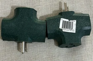 (2) Grounded 3 Way Electric Adapter 3 Outlet AC Wall Plug Prong Power Splitter - Picture 1 of 4