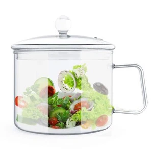Glass Saucepan With Cover 1.3l/40 Fl Oz Heatresistant Glass Stovetop Pot And Pan - Picture 1 of 5