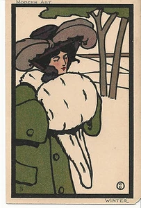 Antique Raphael Tuck & Sons "ART" Series 1369 Modern Art Winter PostCard England - Picture 1 of 2