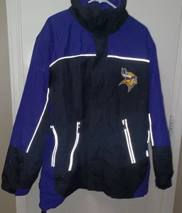 Chaqueta para hombre Minn. Vikings de lana forrada con cremallera púrpura y negra. Talla Med. - Imagen 1 de 12