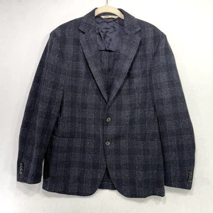 Maurizio Baldassari Blazer Men IT 50S/ US 40S Navy Cashmere Wool Plaid Italy - Picture 1 of 17