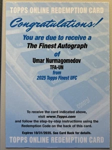 Umar Nurmagomedov 2025 Topps Finest UFC Finest Auto Redemption Autograph TFA-UN - Picture 1 of 2