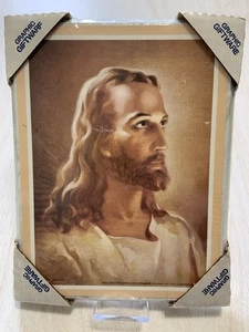 Vintage Sealed Head of Jesus Christ 1940 Sallman Head On Wood USA Original Pkg - Bild 1 von 7