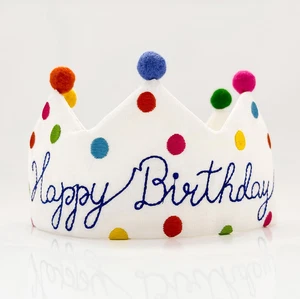 Personalized Hand Embroidered Birthday Hats Happy Birthday Crowns 1St Crown Firs - Picture 1 of 12
