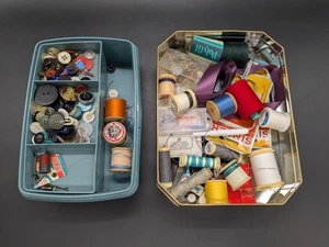 Vintage Sewing Bundle Cotton Needles Threads Scissors Etc - Picture 1 of 8