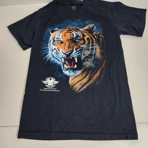 Bengal Tiger Screen Print Fruit of the Loom Black Short Sleeve Tee Men's Size S - Imagen 1 de 4