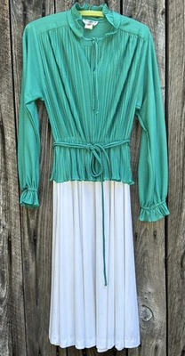 Vintage 70s DISCOVERY FASHIONS LTD Womens Size 12 Long Sleeve Two Tone Dress - Image 1 of 4