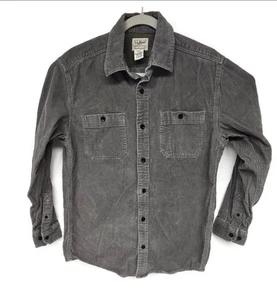 Men's LL Bean Traditional Fit Gray Corduroy Shacket Shirt Jacket Size Small - Picture 1 of 7