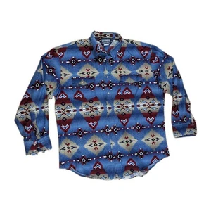 Vintage 80s Roughrider Circle T Western Cowgboy Shirt Aztec Southwest Concho Large - Bild 1 von 3