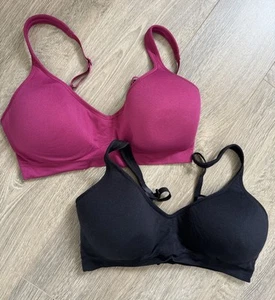 Carole Hochman Seamless Comfort BHs ohne Bügel 2er Pack Größe Medium Burgund Schwarz - Bild 1 von 7