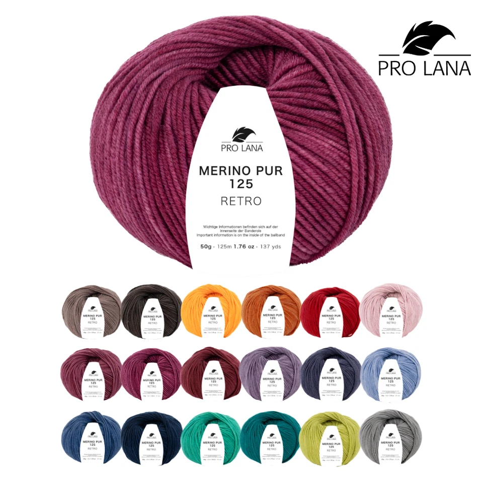 Pro Lana MERINO PUR 125 Retro 50 g Extrafeine Merinowolle 125 m - Bild 1 von 1