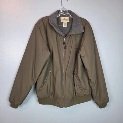 Chaqueta LL Bean Para Hombres Mediana Bombardero Aislante Forrada Cremallera Cuello Polar Nylon Viento Foto 1 de 4