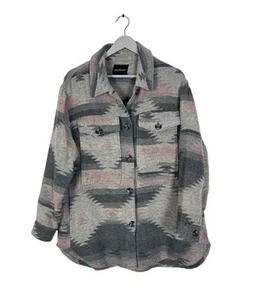 Giacca camicia azteca modello sud-ovest shacket grigio rosa taglia L/XL Navajo - Foto 1 di 8