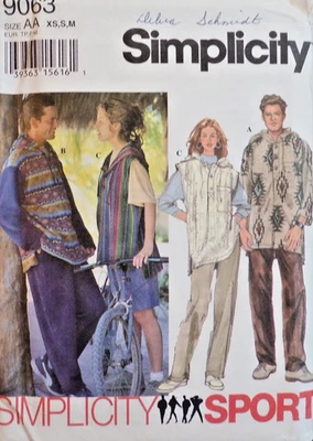 Simplicity Sewing Pattern 9063 Unisex  Pants Shorts Hooded Top Size XS-MED UNCUT - Image 1 of 4