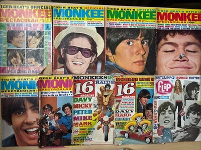 Lot 9 Tiger Beat Monkee Spectacular 1 6 7 8 10 11 + Flip + 16 Magazines ACCPTBLE - Image 1 of 4