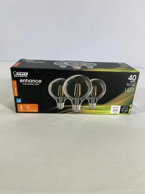 (3-Pk) Feit Electric 40W LED Light Bulbs 350 Lm Soft White G2540/927CA/FIL - Image 1 of 4