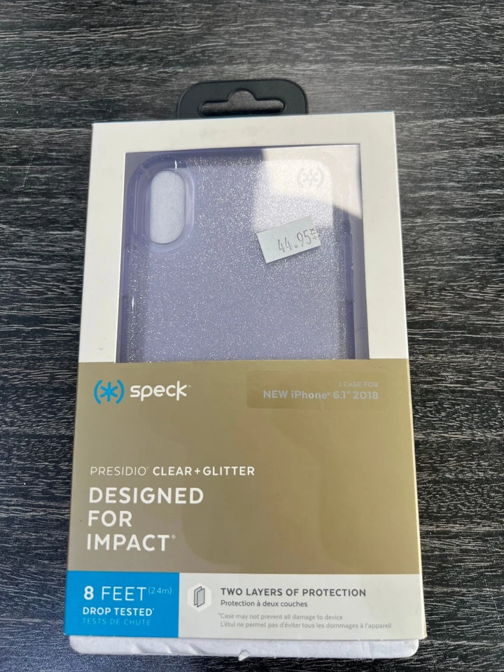 Funda Transparente Speck Presidio para iPhone XR - Dorado Brillo/Geoda Púrpura Foto 1 de 1
