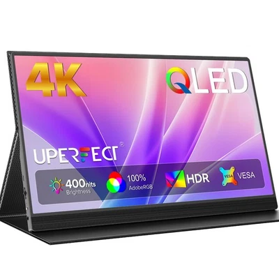 UPERFECT QLED Portable Monitor 4K 3840x2160 15.6 Inch 100%Adobe External Monitor - Image 1 of 4