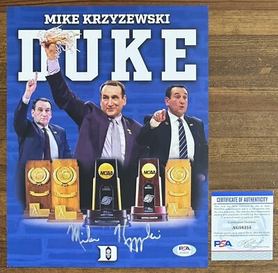 Mike Krzyzewski Duke Blue Devils Coach Photo Picture PSA DNA COA Autographed HOF - Image 1 of 3