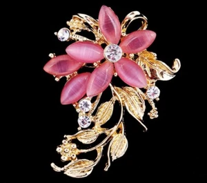 Flower Crystal Rhinestones Brooches Pins Jewelry - Picture 1 of 1